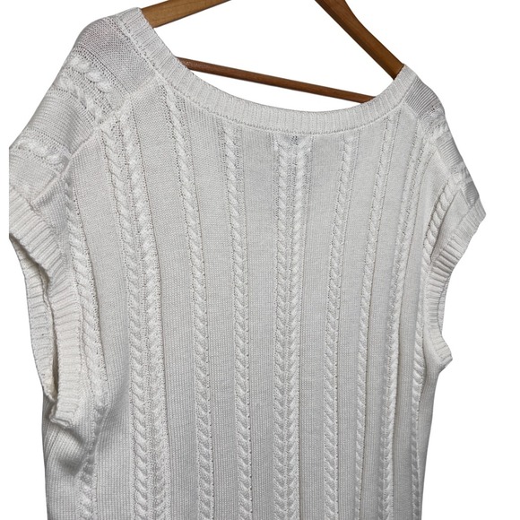 The Drop Womens Cable Knit V Neck Sleeveless Wool Blend Sweater Vest White XXL - Picture 14 of 16